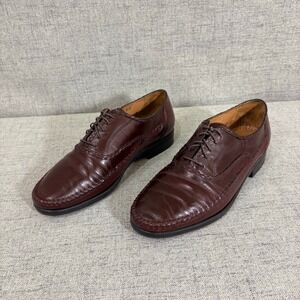 Lorenzo Banfi Avventura Shoe Men 9.5M Burgundy Leather Whipstitch Oxford Italy
